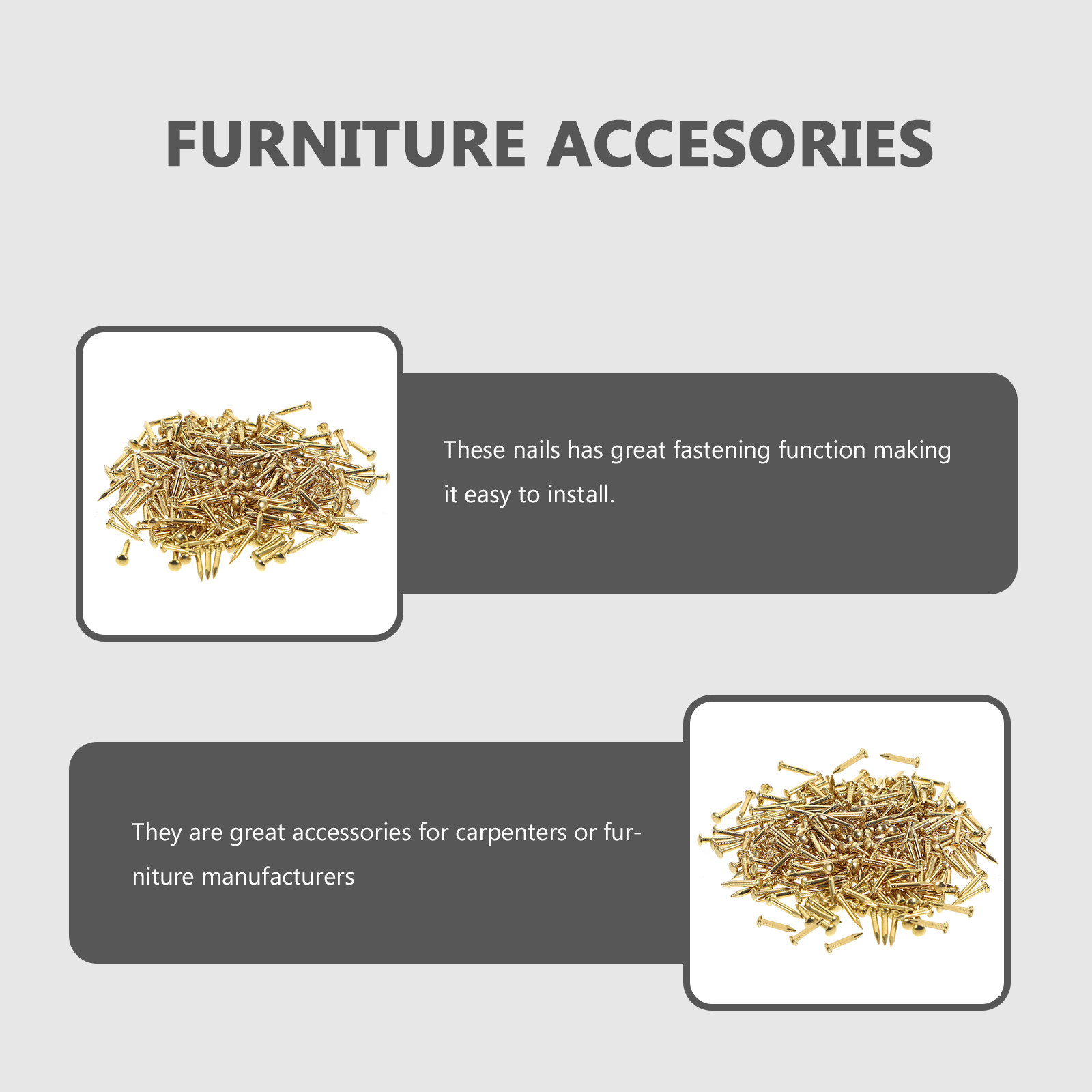 Furniture Upholstery Hardware - 200 Peças de Pregos de Latão