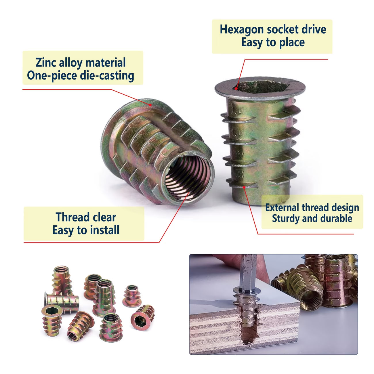 Kit de 70 Peças de Porcas de I - Furniture Hardware Threaded Inserts avaliação e preço